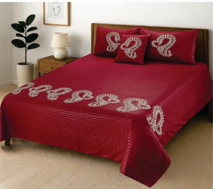 luxury laser cut embroidered micro fabric king size bedsheet – 4 piece set luxury laser cut embroidered micro fabric king size bedsheet – 4 piece set