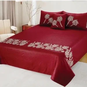Home luxury laser cut embroidered king size bedsheet set – 4 piece premium bedding collection