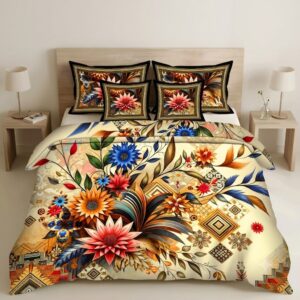 Premium 3D Printed Bedsheet featuring a vibrant floral design with beautiful colors and detailed patterns. Perfect for giving your bedroom a fresh, elegant and luxurious look. whatsapp image 2026 08 26 at 2.43.48 pm